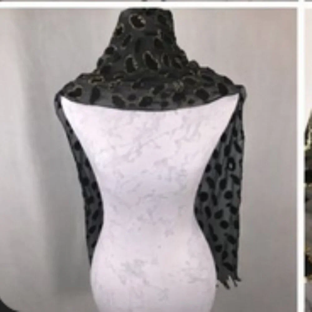 ✨ Vintage Black Velvet & Sheer Metallic Scarf — Made in Korea